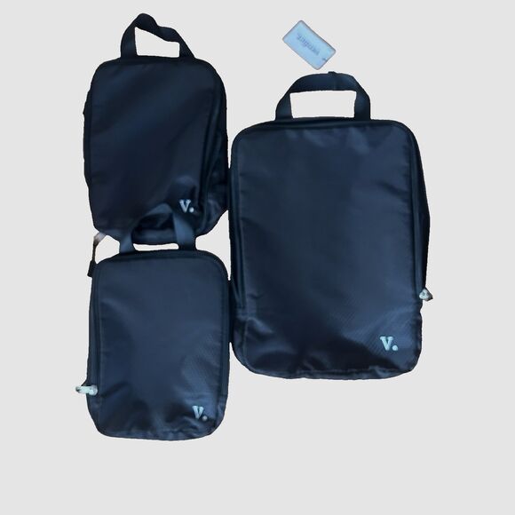 Verdict Packing Cubes Set 3 Travel Organizer Bags Who Let The Air Out Black NEW - Picture 1 of 10